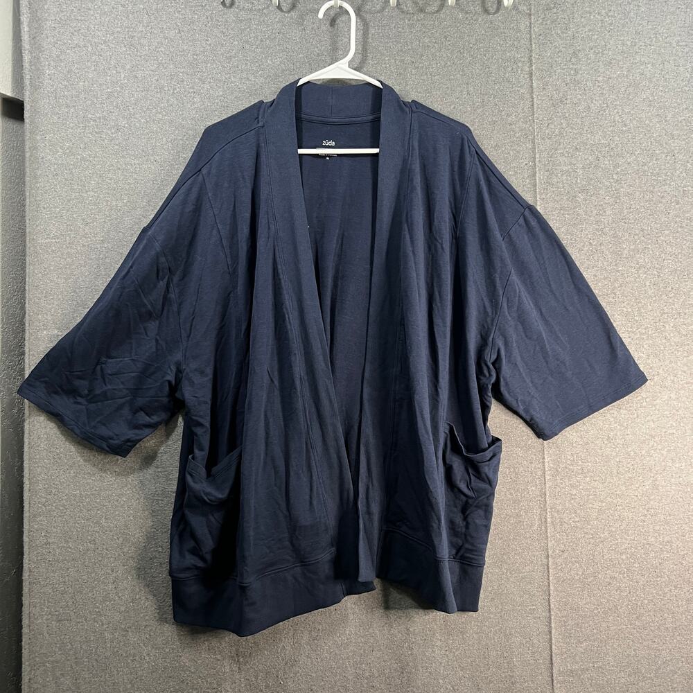 Zuda Women's Cardigan Size XL Z-Knit Open Front Topper French Navy